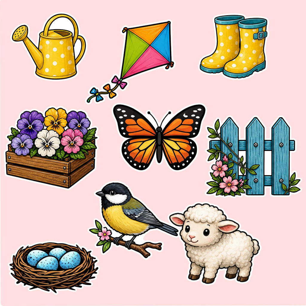 Spring Digital Stickers, Printable Journal PNG, Instant Download Planner Clipart, Sticker Download, Commercial Use, Scrapbooking, Goodnotes