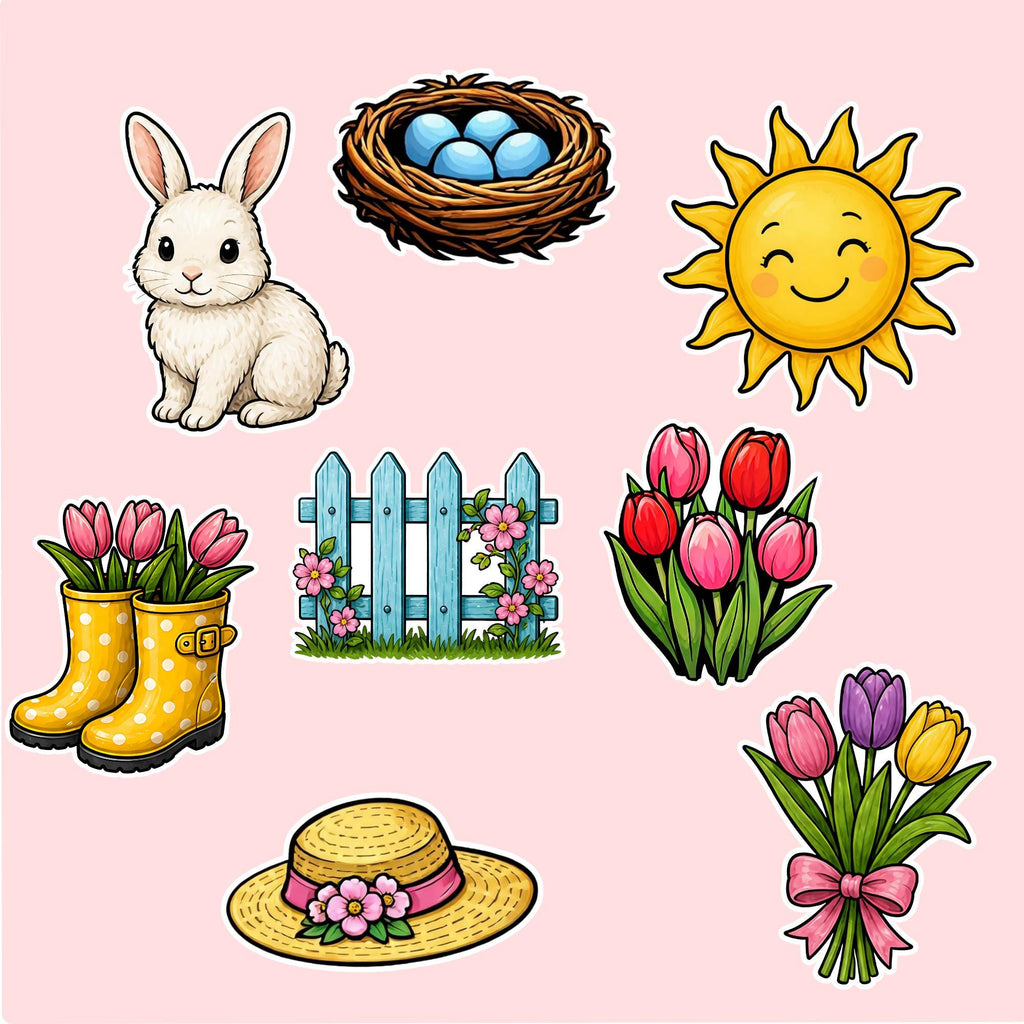 Spring Digital Stickers, Printable Journal PNG, Instant Download Planner Clipart, Sticker Download, Commercial Use, Scrapbooking, Goodnotes