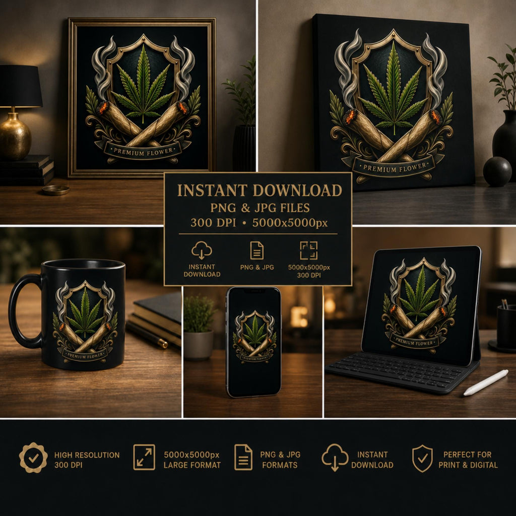 Marijuana PNG, Stoner, Weed Leaf PNG, Marijuana Crest Design, Stoner Clipart, 420 Streetwear Graphic, Sublimation PNG, jpg