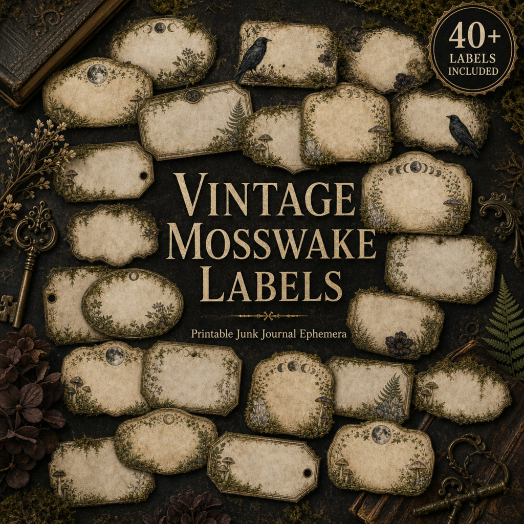 Printable Junk Journal Kit – Mosswake Apothecary Vintage Ephemera Bundle