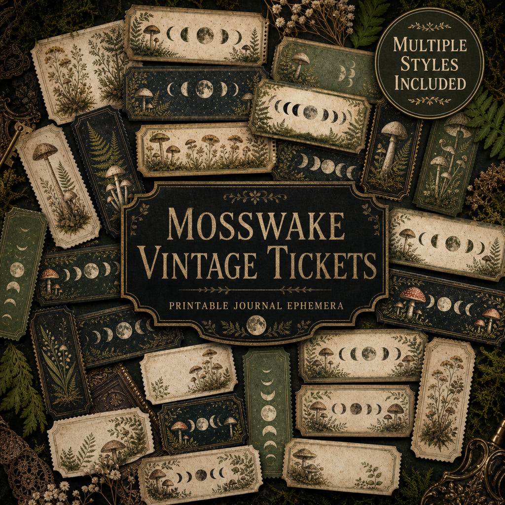 Printable Junk Journal Kit – Mosswake Apothecary Vintage Ephemera Bundle
