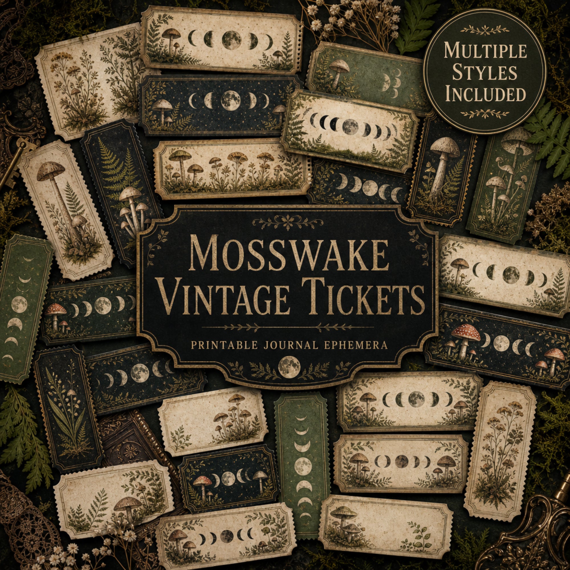 Printable Junk Journal Kit – Mosswake Apothecary Vintage Ephemera Bundle
