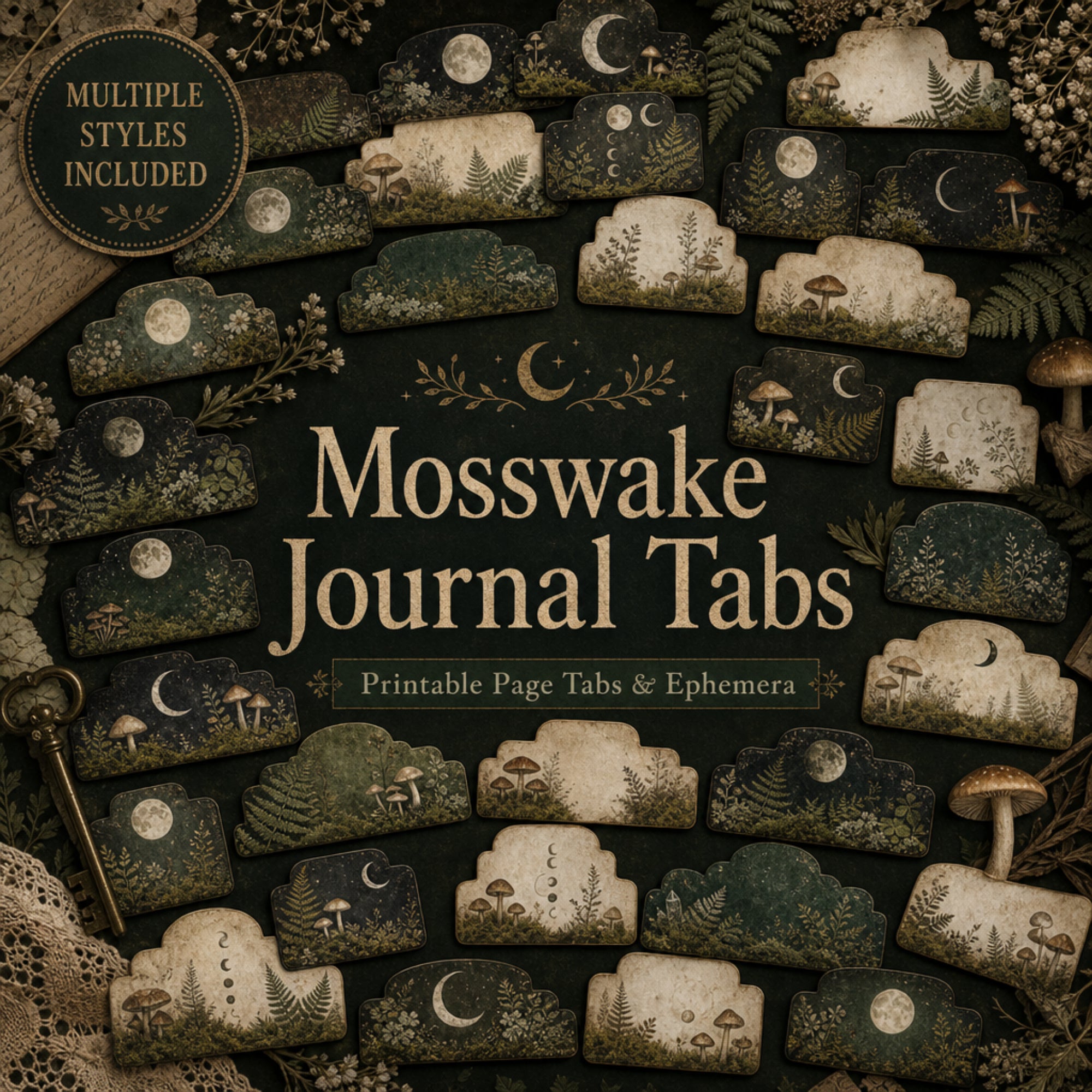 Printable Junk Journal Kit – Mosswake Apothecary Vintage Ephemera Bundle