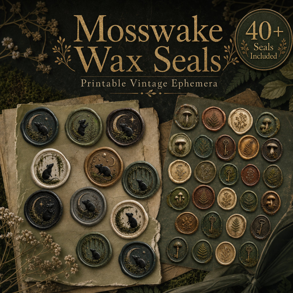 Printable Junk Journal Kit – Mosswake Apothecary Vintage Ephemera Bundle