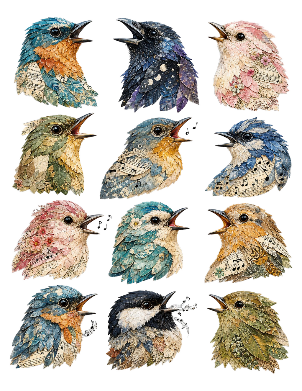 Vintage Bird Fussy Cuts PNG Bundle, 340 Printable Bird Clipart, 28 Page Ephemera Pack, Junk Journal Birds, Commercial Use
