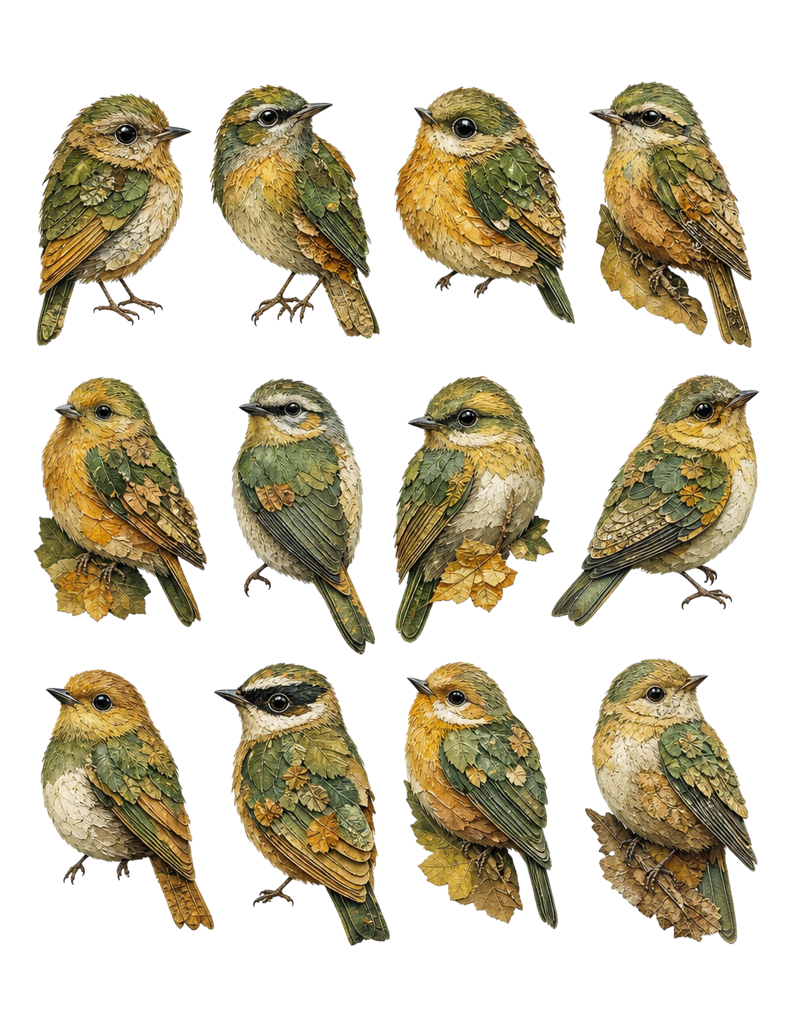 Vintage Bird Fussy Cuts PNG Bundle, 340 Printable Bird Clipart, 28 Page Ephemera Pack, Junk Journal Birds, Commercial Use