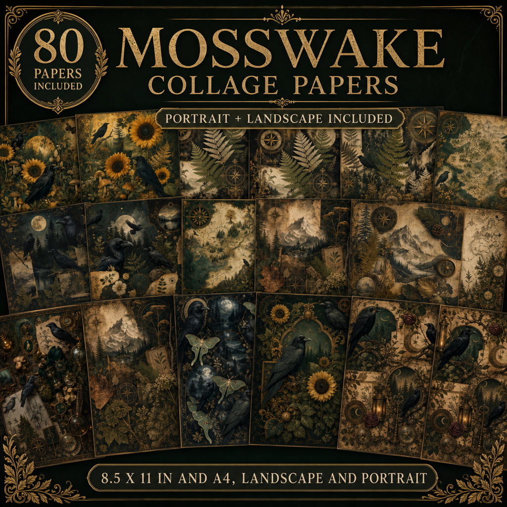 Printable Junk Journal Kit – Mosswake Apothecary Vintage Ephemera Bundle