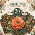 Wildflower Collage Papers Bundle, 20 Printable Floral Backgrounds, Vintage Flower Scrapbook Paper, JPG Junk Journal Kit