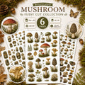 Woodland Mushroom Fussy Cuts Bundle, 6 Page Printable Mushroom Ephemera, JPG Forest Clipart, Junk Journal Supplies