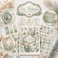 Sea Botanica Junk Journal Kit, 10 Page Coastal Ephemera Bundle, Printable Ocean Journal Kit, Seashell PNG JPG Supplies