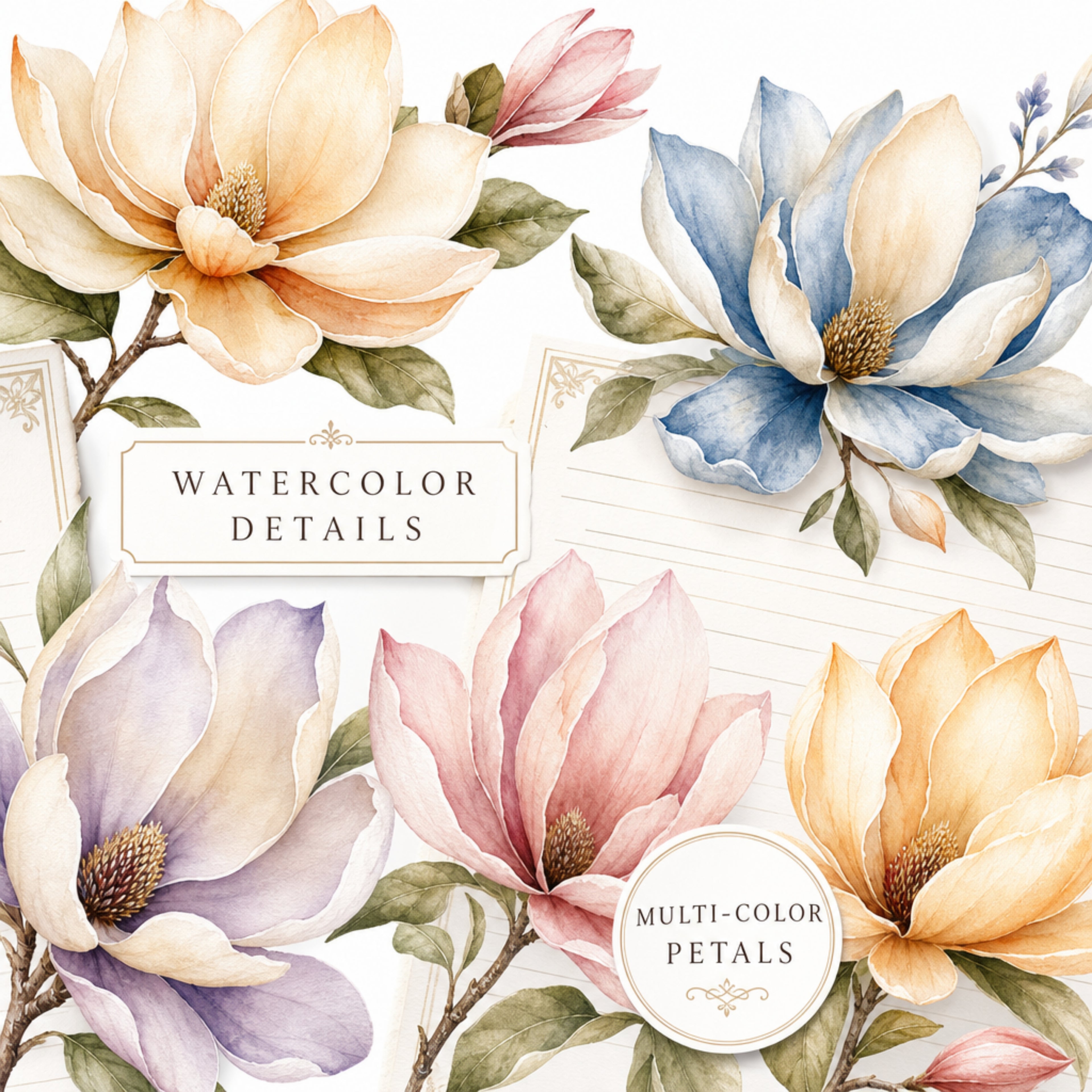 Magnolia Junk Journal Kit, 80 Page Printable Journal Bundle, Floral Ephemera Pack, 240 Fussy Cuts, Vintage Journal Pages