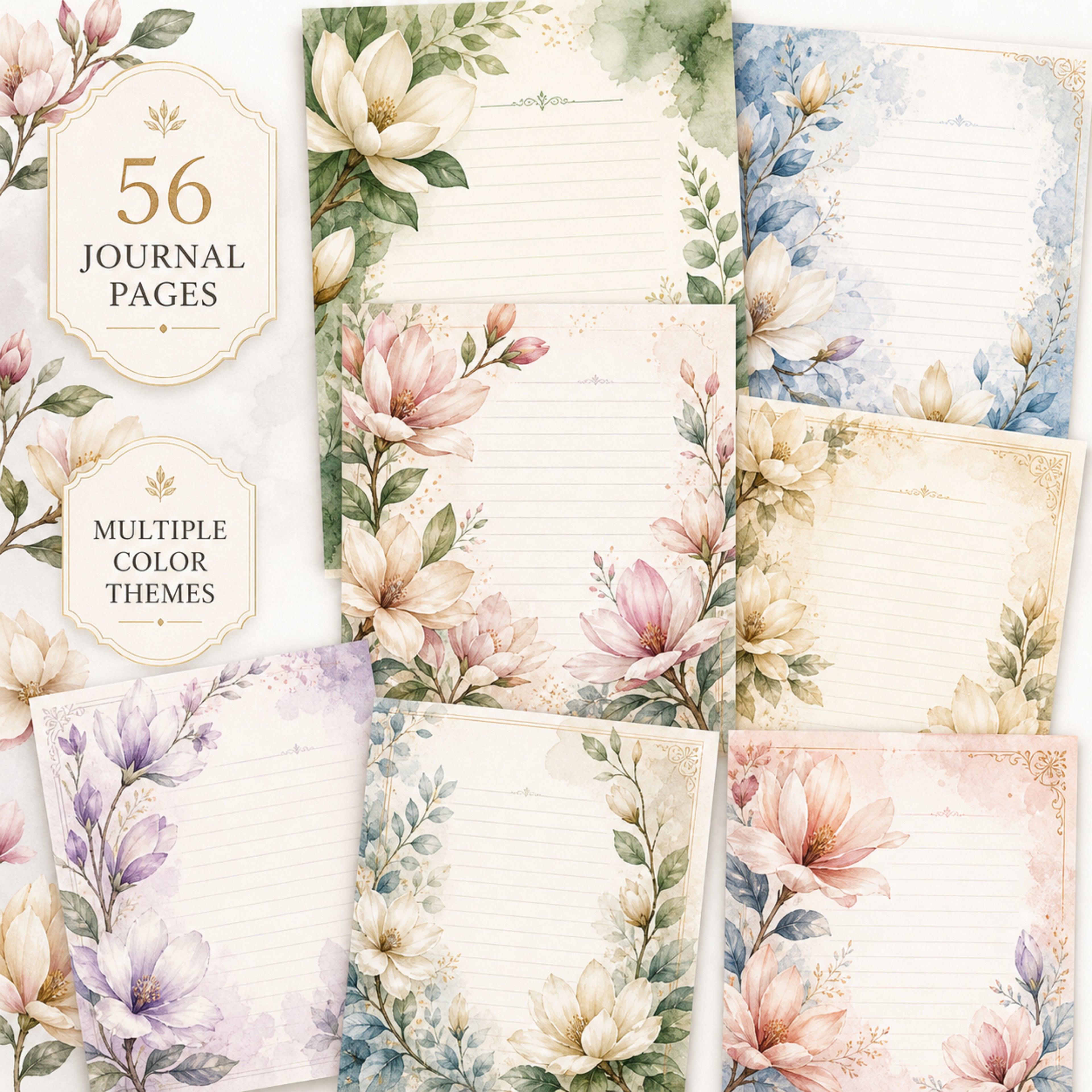 Magnolia Junk Journal Kit, 80 Page Printable Journal Bundle, Floral Ephemera Pack, 240 Fussy Cuts, Vintage Journal Pages