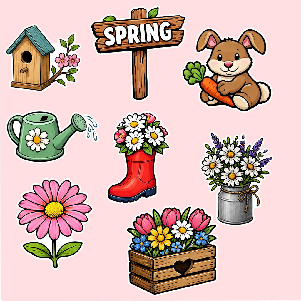 Spring Digital Stickers, Printable Journal PNG, Instant Download Planner Clipart, Sticker Download, Commercial Use, Scrapbooking, Goodnotes