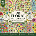 Botanical Digital Paper Pack, 20 Junk Journal Papers PNG JPG Bundle, Paper Pack, Backgrounds, 300dpi High Resolution, 3600x3600, 12x12