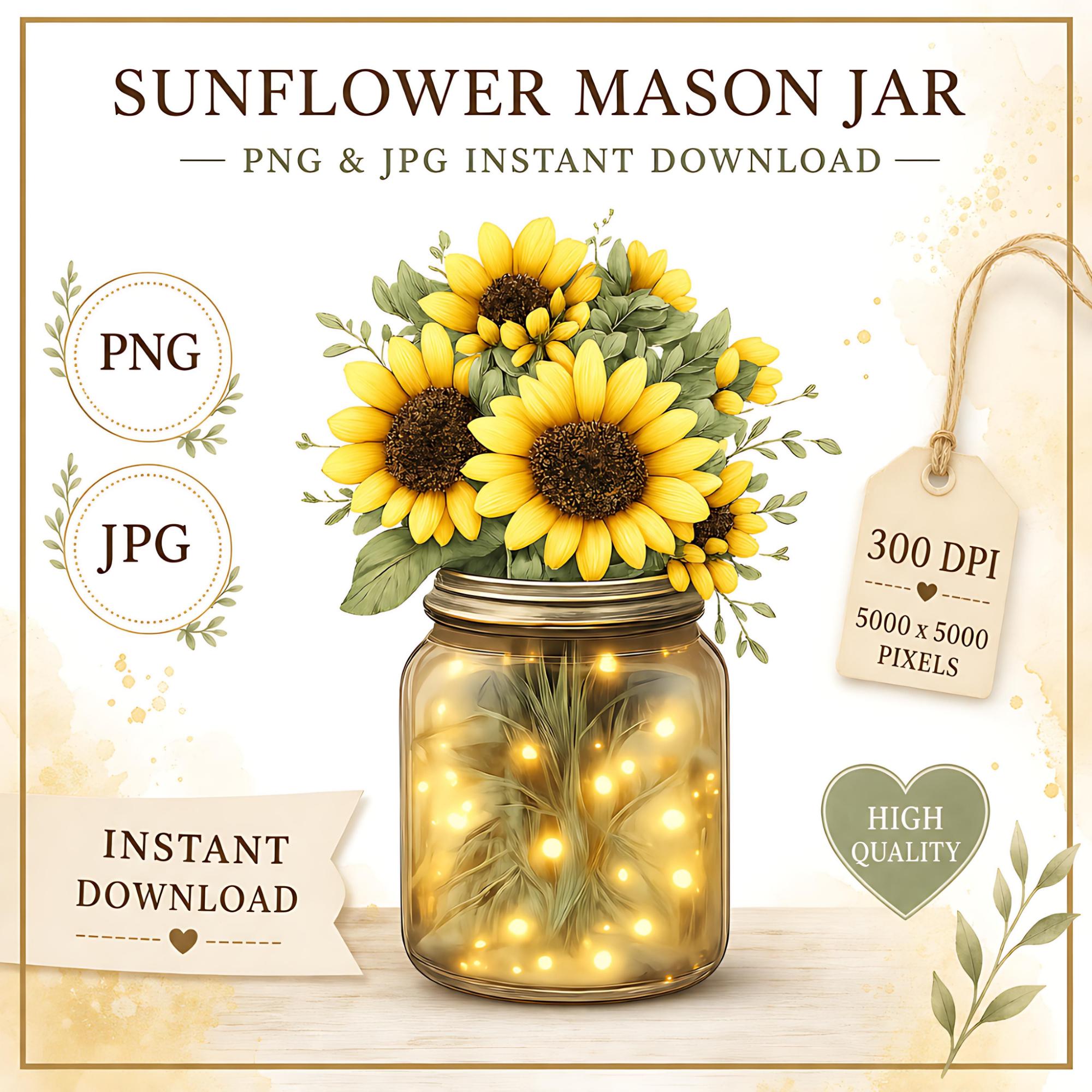 Sunflower PNG, Sublimation, Printable, Print on Demand, Digital Instant Download, Commercial Use, High Quality, Lights