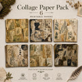 Digital Paper, Collage Paper Pack, Botanical Archive, Junk Journal, Vintage Digital Papers, Dark Academia Paper Pack,  12x12, 300dpi